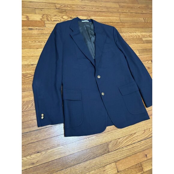 Vintage Orvis Mens Blazer Jacket Size 44L Navy Blue Wool 3 Roll 2 Gold Button - Picture 3 of 11